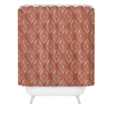 CoastL Studio Watercolor Diamonds Rusted Shower Curtain