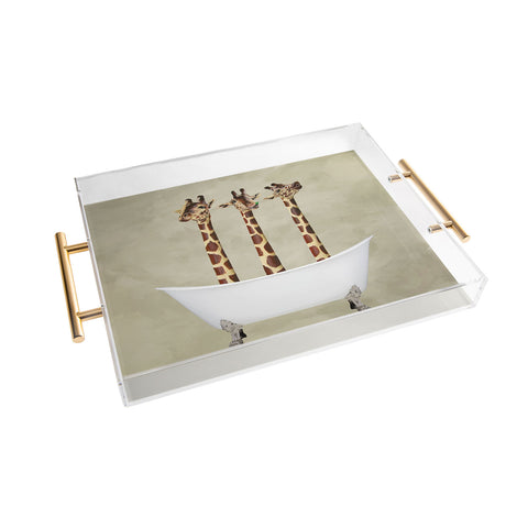 Coco de Paris 3 giraffes in bathtub Acrylic Tray