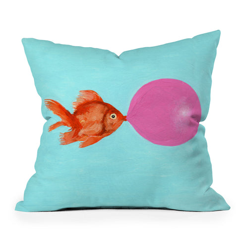 Coco de Paris A bubblegum goldfish Outdoor Throw Pillow