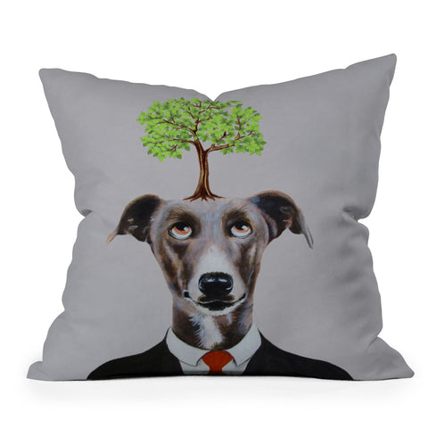 Coco de Paris A greyhound with a tree Outdoor Throw Pillow