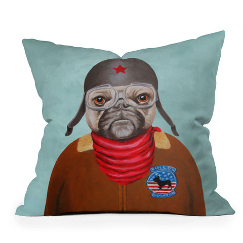 Coco de Paris Aviator Bulldog Outdoor Throw Pillow