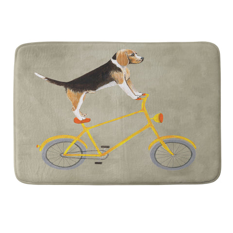 Coco de Paris Beagle on bicycle Memory Foam Bath Mat