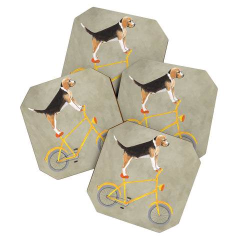 Coco de Paris Beagle on bicycle Coaster Set