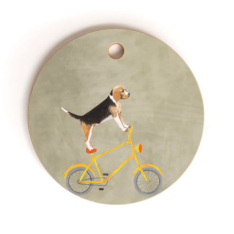 Coco de Paris Beagle on bicycle Cutting Board Round