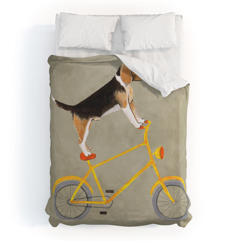 Coco de Paris Beagle on bicycle Duvet Cover
