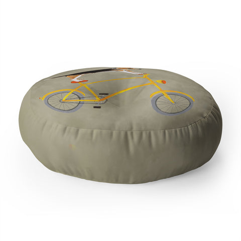 Coco de Paris Beagle on bicycle Floor Pillow Round