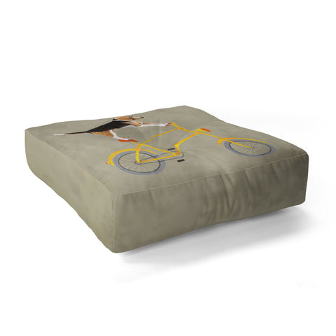 Coco de Paris Beagle on bicycle Floor Pillow Square