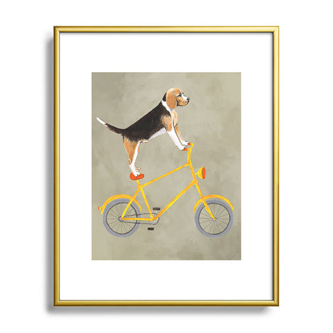 Coco de Paris Beagle on bicycle Metal Framed Art Print