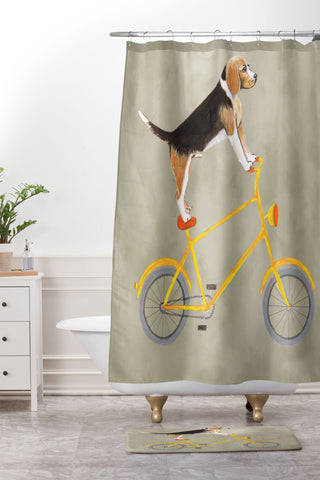 Coco de Paris Beagle on bicycle Shower Curtain And Mat