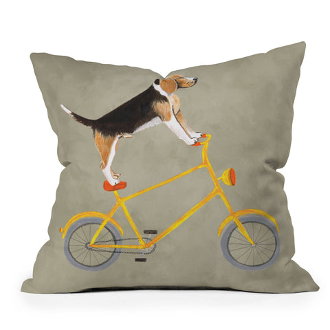 Coco de Paris Beagle on bicycle Outdoor Throw Pillow