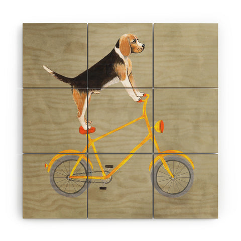 Coco de Paris Beagle on bicycle Wood Wall Mural