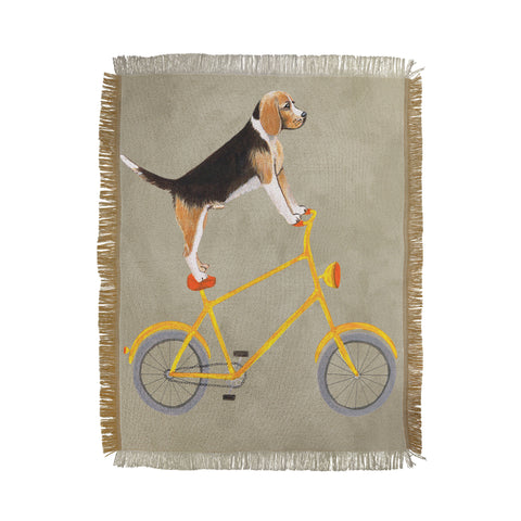 Coco de Paris Beagle on bicycle Throw Blanket