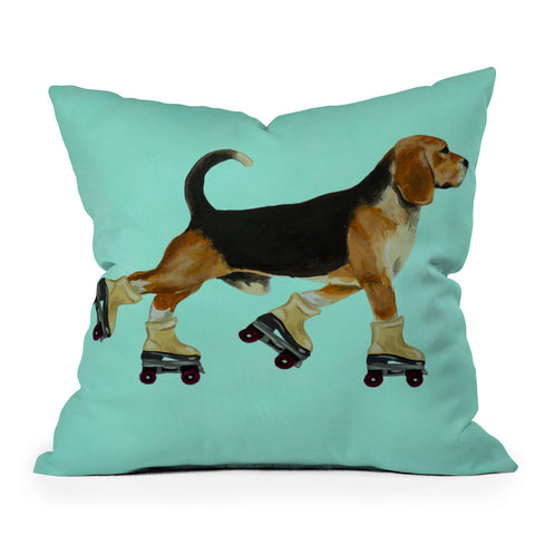 Coco de Paris Beagle Rollerskater Outdoor Throw Pillow