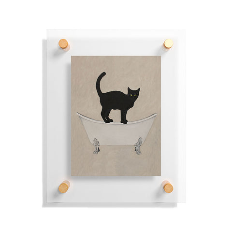 Coco de Paris Black Cat on bathtub Floating Acrylic Print