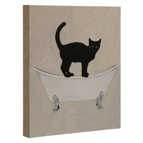 Coco de Paris Black Cat on bathtub Art Canvas