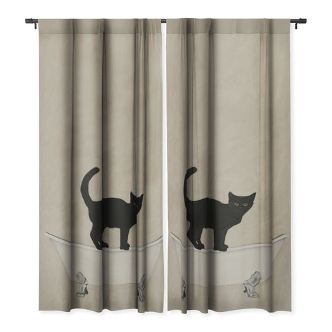 Coco de Paris Black Cat on bathtub Blackout Non Repeat