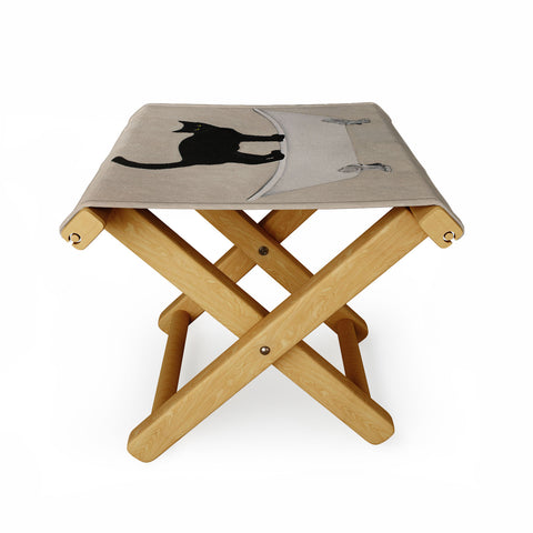 Coco de Paris Black Cat on bathtub Folding Stool