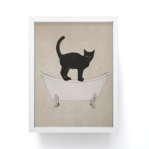 Coco de Paris Black Cat on bathtub Framed Mini Art Print