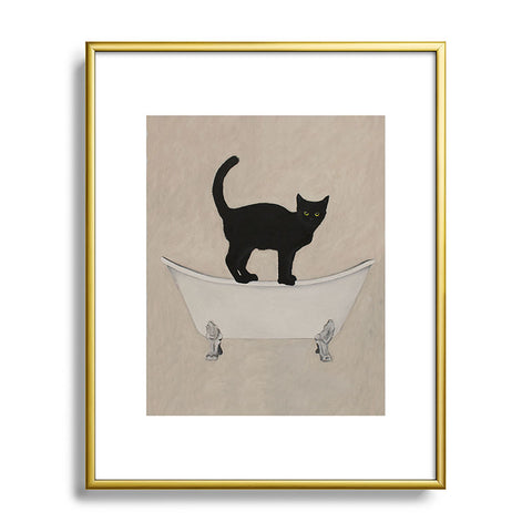 Coco de Paris Black Cat on bathtub Metal Framed Art Print