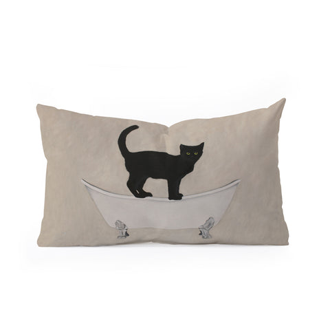Coco de Paris Black Cat on bathtub Oblong Throw Pillow