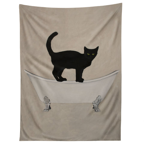 Coco de Paris Black Cat on bathtub Tapestry