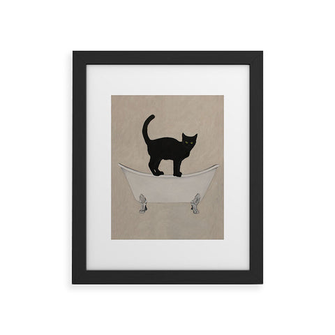 Coco de Paris Black Cat on bathtub Framed Art Print