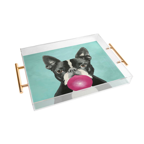 Coco de Paris Boston Terrier blowing bubblegum Acrylic Tray