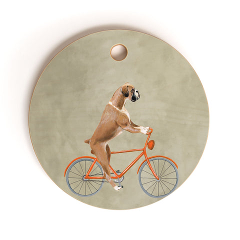 Coco de Paris Boxer on bicycle Cutting Board Round
