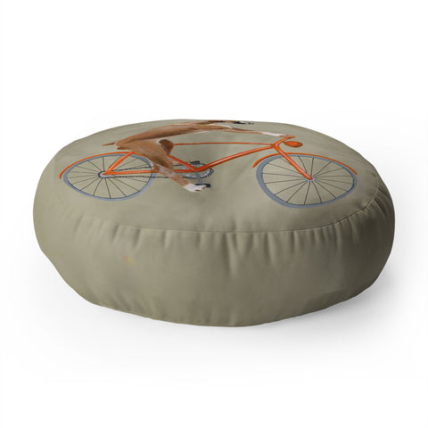 Coco de Paris Boxer on bicycle Floor Pillow Round