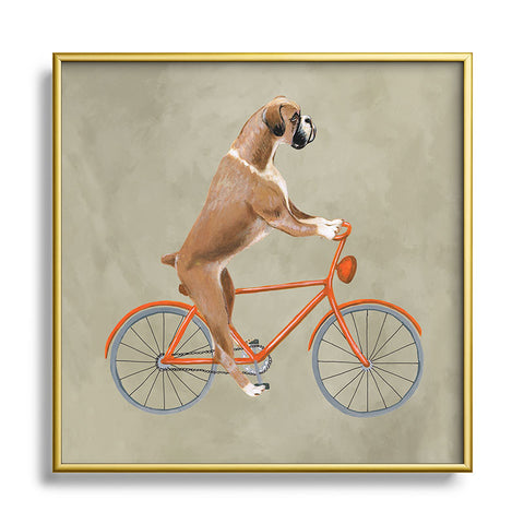 Coco de Paris Boxer on bicycle Square Metal Framed Art Print