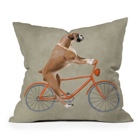 Coco de Paris Boxer on bicycle Throw Pillow
