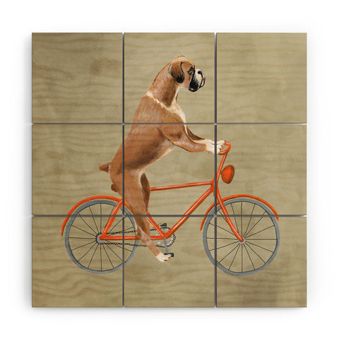 Coco de Paris Boxer on bicycle Wood Wall Mural