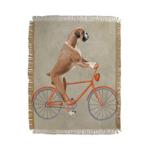 Coco de Paris Boxer on bicycle Throw Blanket