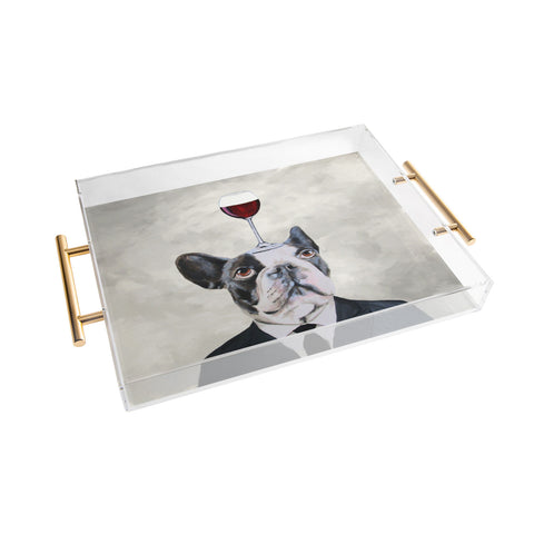 Coco de Paris Bulldog with wineglass Acrylic Tray