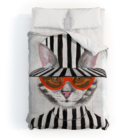 Coco de Paris Cat in stripy mood Comforter
