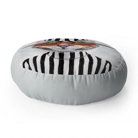 Coco de Paris Cat in stripy mood Floor Pillow Round