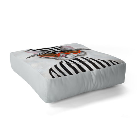 Coco de Paris Cat in stripy mood Floor Pillow Square