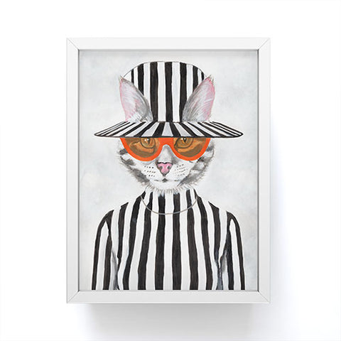 Coco de Paris Cat in stripy mood Framed Mini Art Print