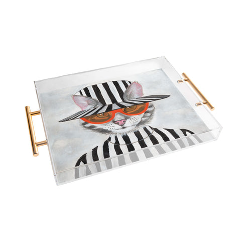 Coco de Paris Cat in stripy mood Acrylic Tray