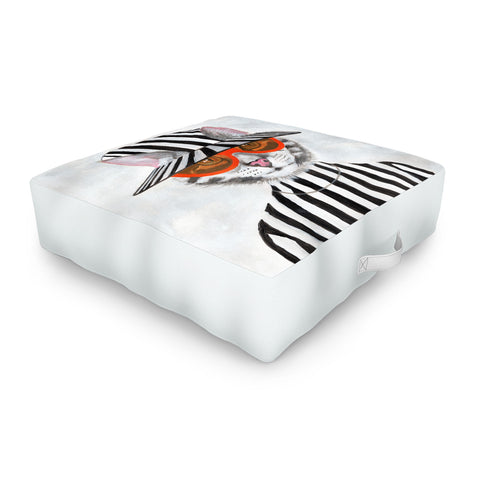 Coco de Paris Cat in stripy mood Outdoor Floor Cushion