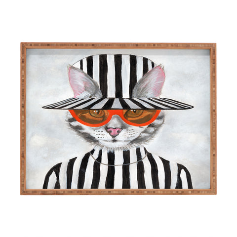 Coco de Paris Cat in stripy mood Rectangular Tray