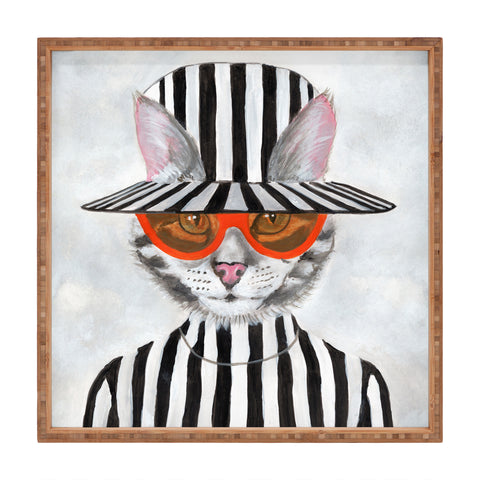 Coco de Paris Cat in stripy mood Square Tray
