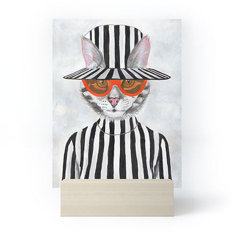 Coco de Paris Cat in stripy mood Mini Art Print
