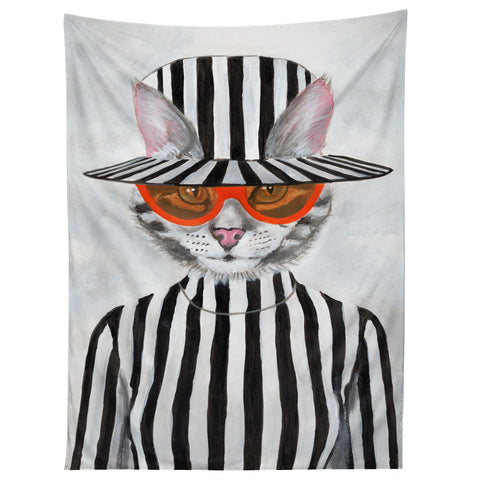 Coco de Paris Cat in stripy mood Tapestry
