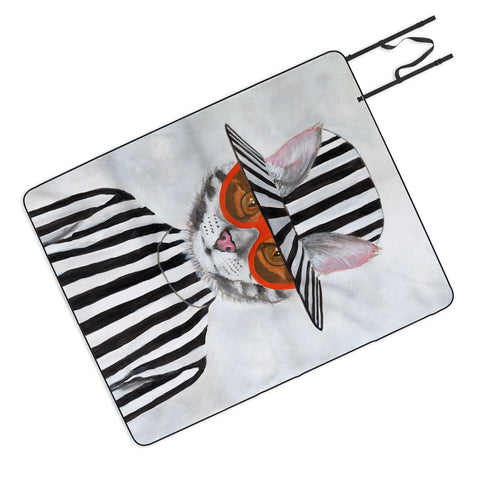Coco de Paris Cat in stripy mood Picnic Blanket