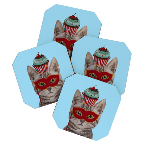 Coco de Paris Cat with cupcake Coaster Set