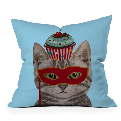 Coco de Paris Cat with cupcake Outdoor Throw Pillow