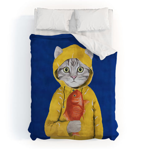 Coco de Paris Cat with fish Duvet Cover