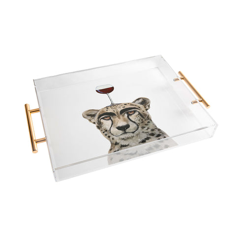 Coco de Paris Cheetah with wineglass Acrylic Tray