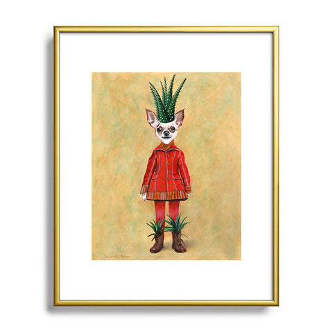 Coco de Paris Chihuahua Cactus Metal Framed Art Print